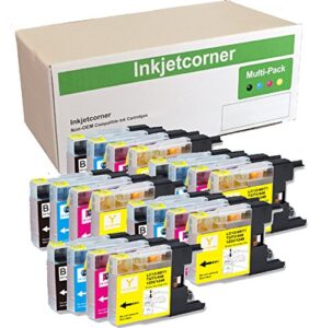 inkjetcorner compatible ink cartridge replacement for lc-75 lc75 xl for use with mfc-j280w mfc-j425w mfc-j430w mfc-j435w mfc-j625dw mfc-j825dw mfc-j835dw (5 black 5 cyan 5 magenta 5 yellow, 20-pack)