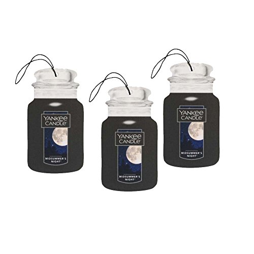 Yankee Candle 3pc Classic Paper Car Jar Hanging Odor Neutralizing Air Freshener, MidSummer's Night