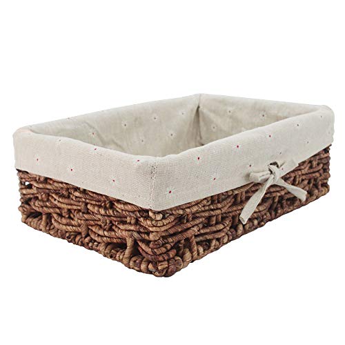 Kingwillow, Storage Basket, Natural Corn leaves Storage Bins,Rectangular Basket,Arts and Crafts.