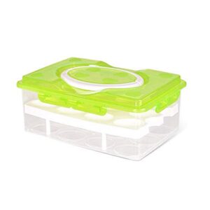 hotumn 2 tiers deviled egg containers with lid & holder plastic egg holders clear egg tray egg carrier fridge freezer food storage (green) 24 eggs
