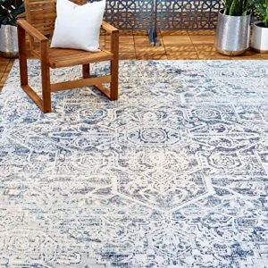 home dynamix patio sofia fleur area rug, 7'9″ x 10'2″, navy blue 2491