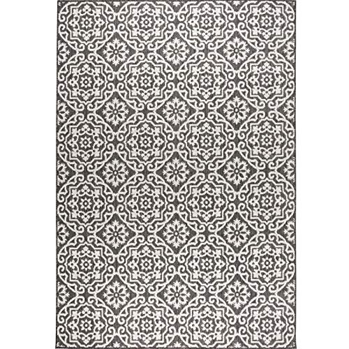 Nicole Miller New York Patio Country Danica Transitional Geometric Indoor/Outdoor Area Rug, Black/Grey, 7'9"x10'2"