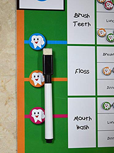 izer Rewards Chart for Kids with Magnets and Tooth Brush Holder, for toothbrushing