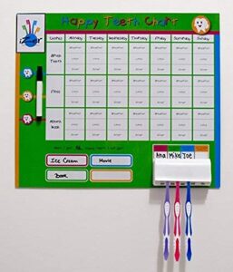 izer rewards chart for kids with magnets and tooth brush holder, for toothbrushing