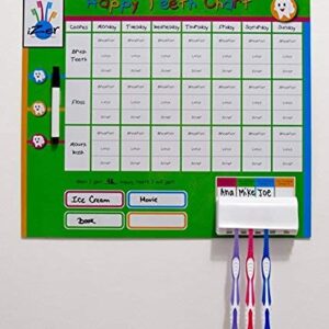 izer Rewards Chart for Kids with Magnets and Tooth Brush Holder, for toothbrushing