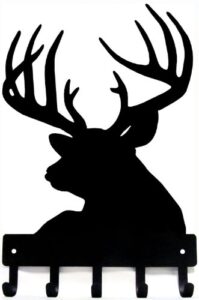 the metal peddler buck head deer key rack hanger - small 6 inch wide - made in usa; wall mount gift for wildlife lovers