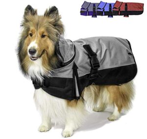 derby originals ruff pup 1200d ripstop waterproof reflective winter dog coat with neck cover and harness compatible opening 220g - 17