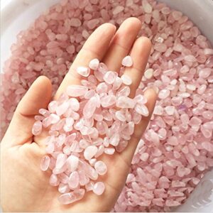 wayber 1 lb/460g natural pink quartz crystal stones irregular aquarium pebbles rock sands for turtle tank/succulent plants/vase decoration (fill 1 cup)