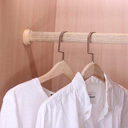 Btibpse Wooden Oval Closet Rod Polished Wood Wardrobe Closet Rod with End Supports (50 cm)