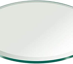 Milan Round 3/8" Bevel Edge Glass Top, 24 Inch, Clear