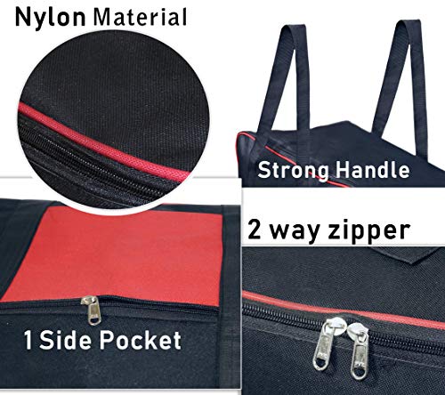 Storite 2 Pack Nylon Big Underbed Storage Bag Moisture Proof Cloth Organiser with Zippered Closure and Handle(BlackRed, 21.25 x 18.11 x 11 inch) Rectangular
