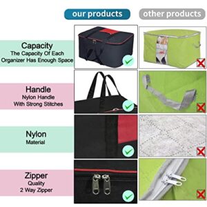 Storite 2 Pack Nylon Big Underbed Storage Bag Moisture Proof Cloth Organiser with Zippered Closure and Handle(BlackRed, 21.25 x 18.11 x 11 inch) Rectangular