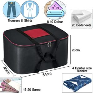 Storite 2 Pack Nylon Big Underbed Storage Bag Moisture Proof Cloth Organiser with Zippered Closure and Handle(BlackRed, 21.25 x 18.11 x 11 inch) Rectangular