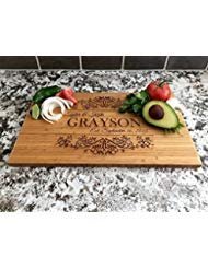 personalized cutting board wedding gift for the couple - custom cutting board wood engraved (11" x 17" single tone bamboo, grayson design) - closing gift for home buyers