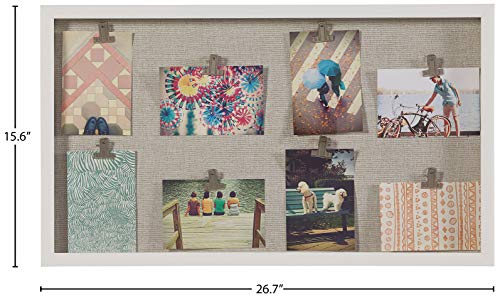 Amazon Brand – Stone & Beam Modern Multiclip Collage Picture Frame, 26.7"H, White