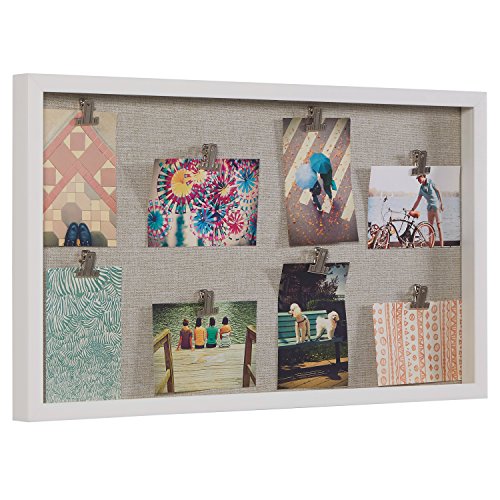 Amazon Brand – Stone & Beam Modern Multiclip Collage Picture Frame, 26.7"H, White