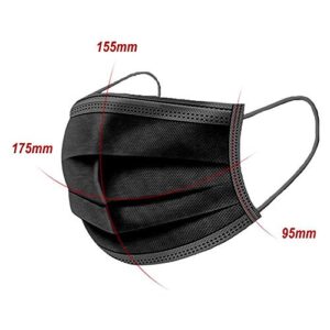 TecUnite 100 Pack Disposable Face Masks Breathable Dust Filter Masks Mouth Cover Masks with Elastic Ear Loop (Black)