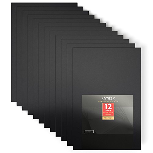 Arteza Black Foam Boards, Pack of 12, 20 x 30 x 0.2 inches, Smooth Double Sided Craft Foam Sheet, Art Supplies for School and Office Projects and Presentations