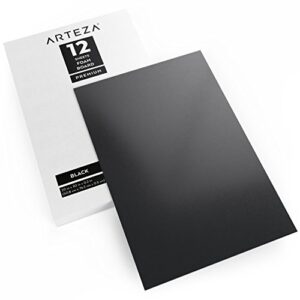 Arteza Black Foam Boards, Pack of 12, 20 x 30 x 0.2 inches, Smooth Double Sided Craft Foam Sheet, Art Supplies for School and Office Projects and Presentations