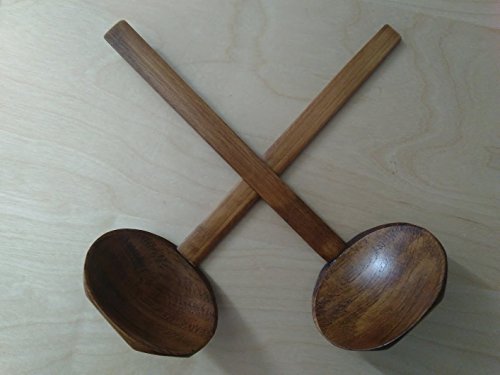 2 Piece Set of Handmade Wooden Ramen Spoon - Long Handle Soup Spoon - Japanese Spoon