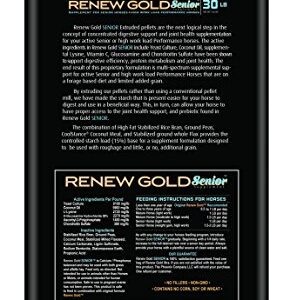 Renew Gold Supplement for Senior Horses | High-Fat Stabilized Rice Bran and CoolStance Coconut Meal | 30 Pounds