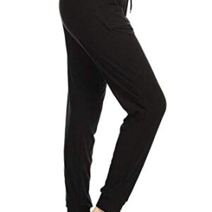 Leggings Depot Womens Relaxed fit Jogger Pants - Track Cuff Sweatpants with Pockets, Black, X-Large