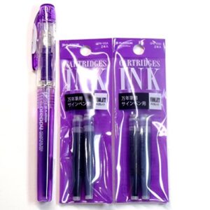 platinum fountain pen, new preppy, fine nib, violet(psq-300#28) + ink cartridges spn-100a#28 (violet) set (japan import) [komainu-dou original package]