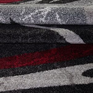 Ladole Rugs Innovative Spirals Abstract Pattern Area Rug Living Room Bedroom Entrance Hallway Carpet in Red Grey Black 5x8 (5'3" x 7'6" 160cm x 230cm) 5x7 8x10 9x12 2x10 4x6 feet