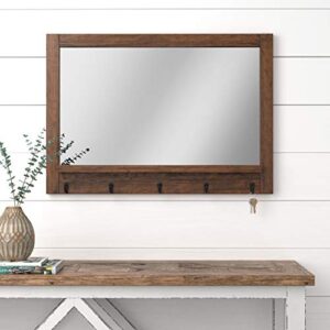 Amazon Brand – Stone & Beam Modern Wood Mirror, 30"H, Walnut And Black