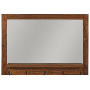 amazon brand – stone & beam modern wood mirror, 30"h, walnut and black