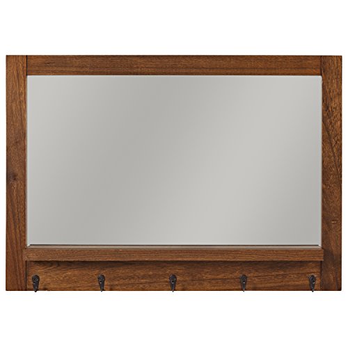 Amazon Brand – Stone & Beam Modern Wood Mirror, 30"H, Walnut And Black