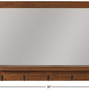 Amazon Brand – Stone & Beam Modern Wood Mirror, 30"H, Walnut And Black