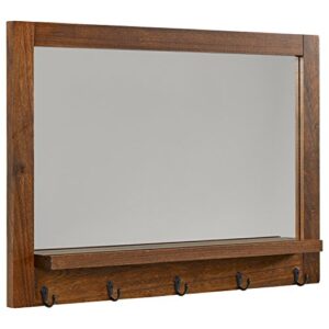 Amazon Brand – Stone & Beam Modern Wood Mirror, 30"H, Walnut And Black