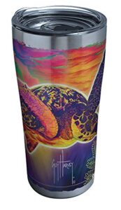 tervis triple walled guy harvey insulated tumbler cup keeps drinks cold & hot, 20oz - stainless steel, neon turtle
