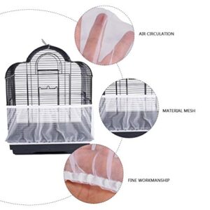 UEETEK Bird Seed Guards Catchers Bird Cage Bird Cage Mesh Net Cover Skirt Guard Stretchy Shell Skirt Traps Cage Basket (White)