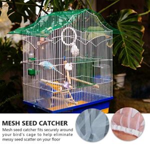 UEETEK Bird Seed Guards Catchers Bird Cage Bird Cage Mesh Net Cover Skirt Guard Stretchy Shell Skirt Traps Cage Basket (White)