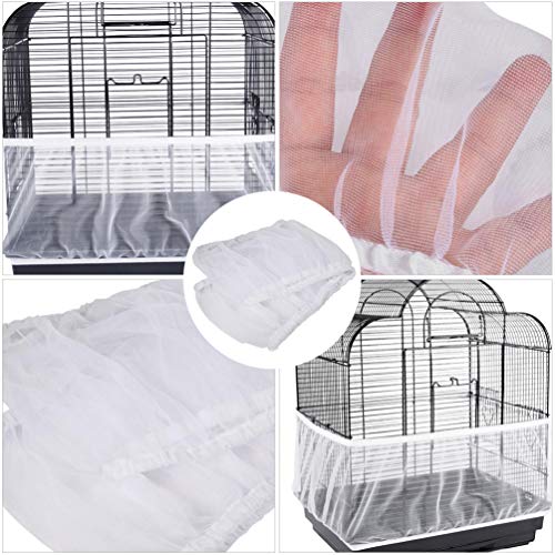 UEETEK Bird Seed Guards Catchers Bird Cage Bird Cage Mesh Net Cover Skirt Guard Stretchy Shell Skirt Traps Cage Basket (White)