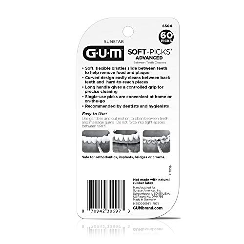 GUM - 6504R6 Soft-Picks Advanced Dental Picks, 60 Count (Pack of 6)