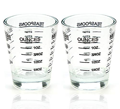 Shot Glasses Measuring cup Liquid Heavy Glass Wine Glass Espresso Shot Glass 26-Incremental Measurement 1oz, 6 Tsp, 2 Tbs, 30ml (2 pack-black 30ml)