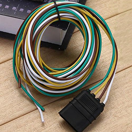 NEW SUN®10' Ft Length 4 Wire Trailer Light Wiring Harness Extension with 18 Gauge White Ground Wire for Utility Boat Trailer Lights