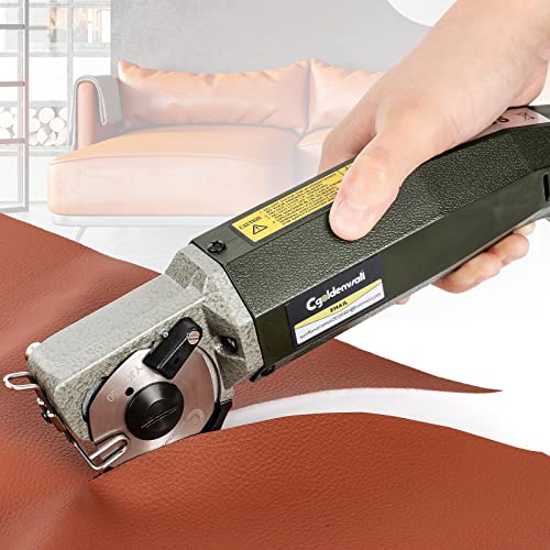 CGOLDENWALL Electric Rotary Fabric Cutter, Multi-layer Electric Fabric Scissors, 0.78"Cutting Thickness, for Cloth Fabric Leather and Carpet, with Replacement Blades, Sharpening Stones and more, 110V