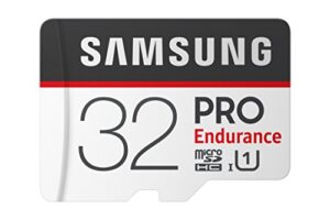 samsung pro endurance 32gb 100mb/s (u1) microsdxc memory card with adapter (mb-mj32ga/am) , black/white