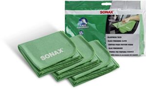 sonax glass finishing cloth (3 pieces) - streak- cleanliness for glass and plastic surfaces. very absorbent, lint-, extra large 50cm x 60cm | item no. 04509410