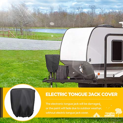 Electric Tongue Jack Cover, BougeRV 600D Universal Trailer RV Electric Tongue Jack Protective Cover (Size 14″H x 5″W x 10″D)…