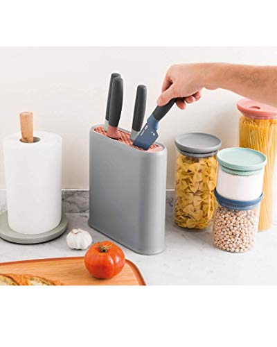 Berghoff LEO Polypropylene (PP) Universal Knife Block 9"x 9.25" x 3" Grey Anti-skid Base Two-tone Knife Insert Store up to 8 knives Space-efficient