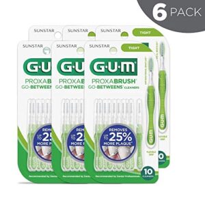 GUM - 872FC6 Proxabrush Go-Betweens Interdental Brushes, Tight, 10 Count (Pack of 6)