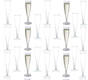 oojami 100 plastic classic champagne disposable flutes for parties plastic cups wedding party toasting cocktail cups bulk party pack (clear)
