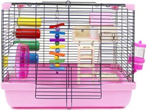 hamster cage | dwarf hamster habitat with exercise wheel, water bottle & accessories | 18" l x 12.5" w x 13.5" h by galapet