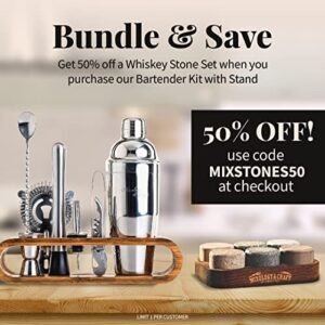 Mixology Bartender Kit: 10-Piece Bar Tool Set with Bamboo Stand | Perfect Home Bartending Kit and Martini Cocktail Shaker Set For a Perfect Drink Mixing Experience | Fun Housewarming Gift (Silver)