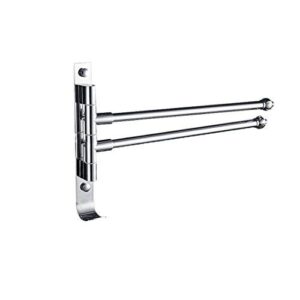 MOCOFO Double Towel Rack Swivel Towel Bar SUS304 Bath Towel Holder RV Swing Out Stainless Steel Bathroom Hand 2 Bars Space Saving Organizer Folding Arm Hanger Holder Wall Mount Polished Finish